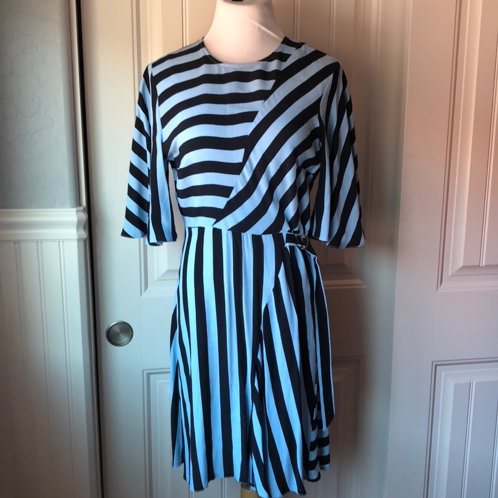 Topshop Asymmetric Stripe Mini Dress